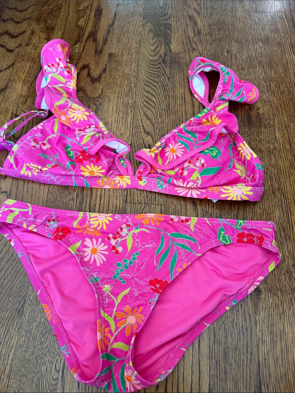 kate spade Pink Floral Ruffle Two-Piece ladies bikini size medium